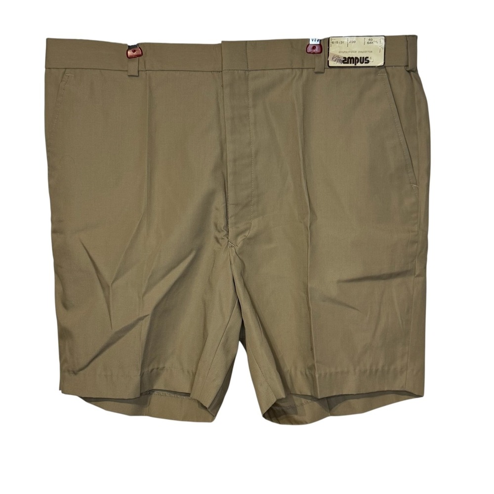 Campus Mens Shorts Vintage Twill Chino Flat Front New‎ Dead Stock Preppy Tan  40